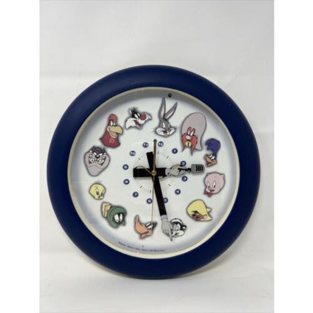 1999 Westclox Warner Bros Looney Tunes Talking Character Wall Clock TESTED! Blue